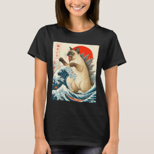 Catzilla Siamese Cat Japanese Art Funny Siamese Ca T-Shirt