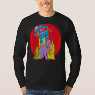 Catzilla Vintage  Cute Cat Art Japanese Sunset T-Shirt