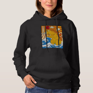 Catzilla Vintage  Cute Cat Japanese Sunset Hoodie