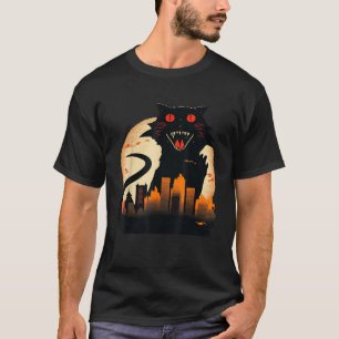 Catzilla Vintage Funny Cute Cat Japanese Art Sunse T-Shirt