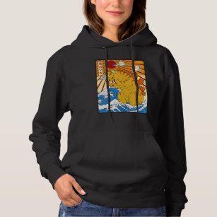 Catzilla Vintage Funny Cute Cat Japanese Sunset Hoodie