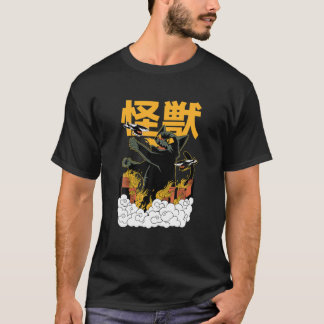 Catzilla Vs Kaiju Vintage Funny Cute Cat Art Japan T-Shirt