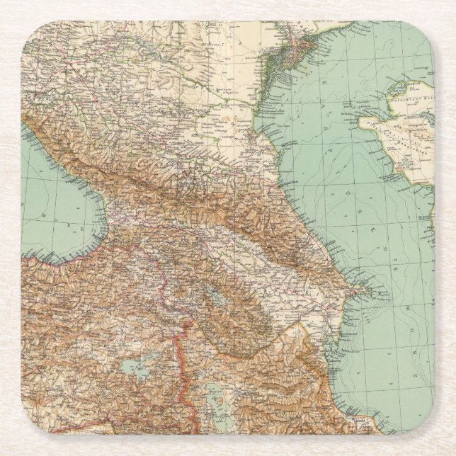 Caucasia 7374, Caspian Sea Square Paper Coaster (Front)