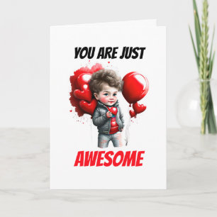 Caucasian boy Valentine's day you are awesome bff Holiday Card