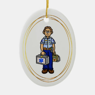 Caucasian Male EMS Paramedic Ornament
