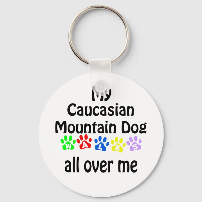 Caucasian Mountain Dog Walks Design Key Ring (Front)