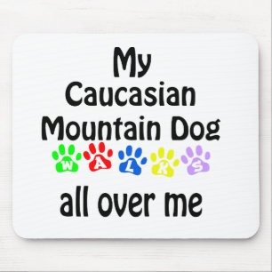 Caucasian Mountain Dog Walks Design Mouse Mat