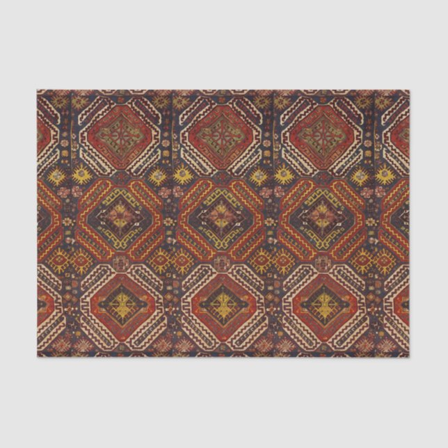 Caucasian rug design in warm colours tissue paper (Front)