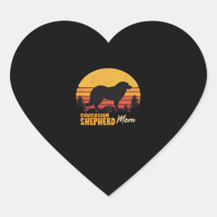 Caucasian Shepherd Dog Mom Vintage Retro Classic T Heart Sticker