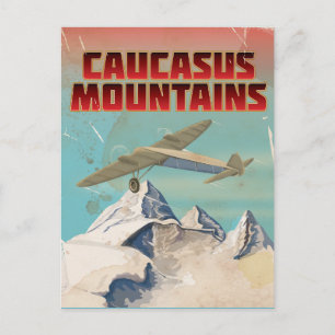 Caucasus mountains vintage travel poster postcard