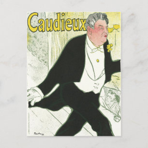 Caudieux by Toulouse Lautrec, Vintage Art Nouveau Postcard