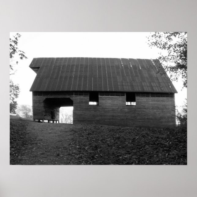 Caughron Barn, Cades Cove, b&w Poster (Front)