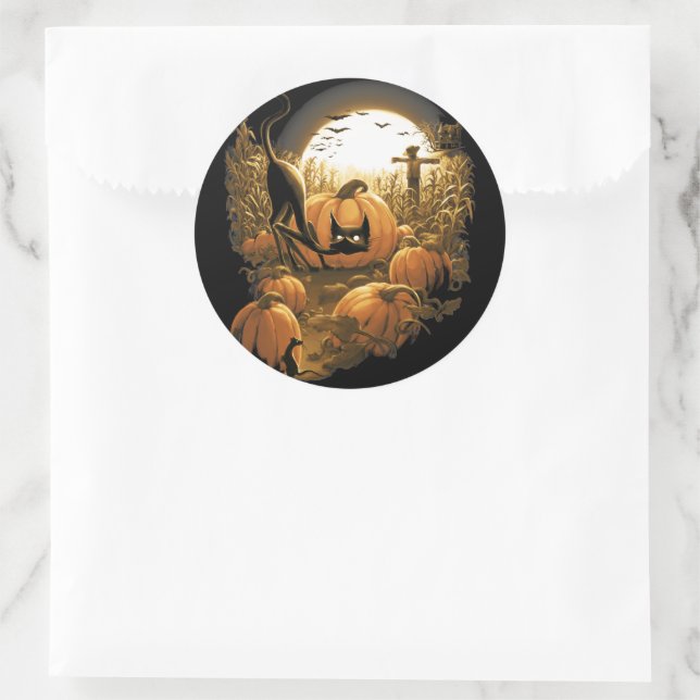Caught in a Spooky Patch Classic Round Sticker (Bag)