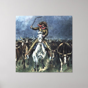 Caught in a Stampede Western Art by Frederic Remin Canvas Print