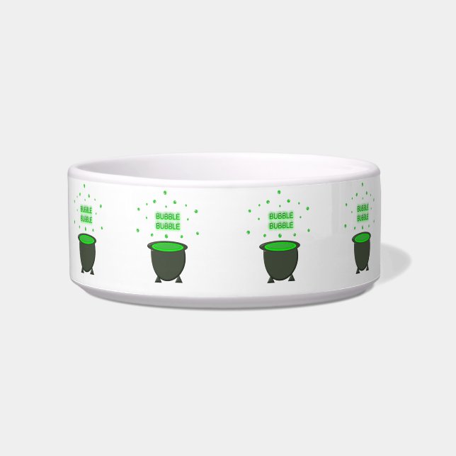 Cauldron and Bubbling Green Brew Halloween Bowl (Front)