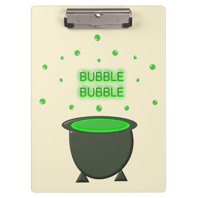 Cauldron and Bubbling Green Brew Halloween Clipboard (Front)