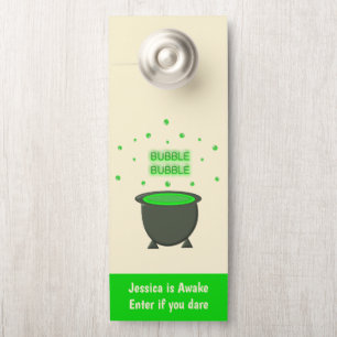Cauldron and Bubbling Green Brew Halloween Custom Door Hanger