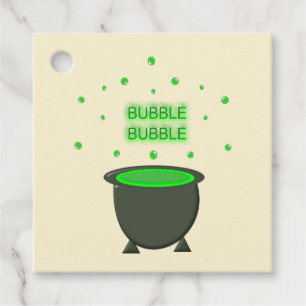 Cauldron and Bubbling Green Brew Halloween Custom Favour Tags