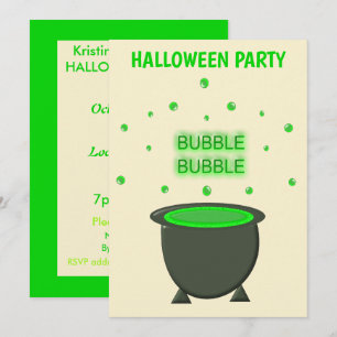 Cauldron and Bubbling Green Brew Halloween Custom Invitation