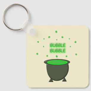 Cauldron and Bubbling Green Brew Halloween Custom Key Ring
