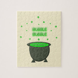 Cauldron and Bubbling Green Brew Halloween Jigsaw Puzzle