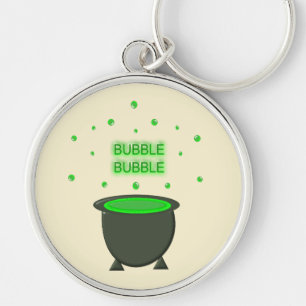 Cauldron and Bubbling Green Brew Halloween Key Ring