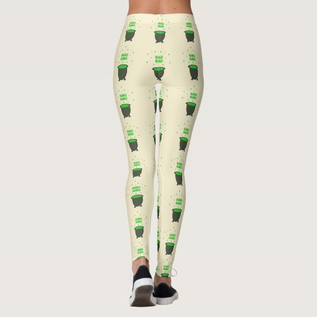Cauldron and Bubbling Green Brew Halloween Leggings (Back)