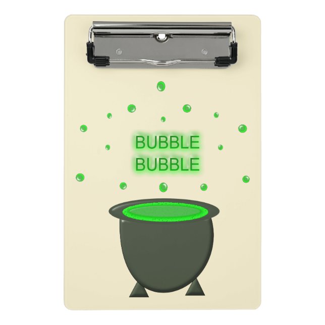 Cauldron and Bubbling Green Brew Halloween Mini Clipboard (Front)