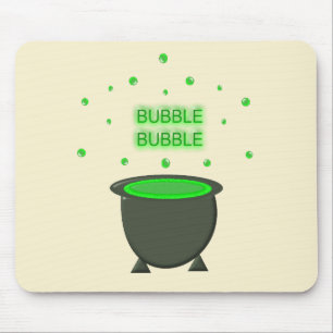 Cauldron and Bubbling Green Brew Halloween Mouse Mat