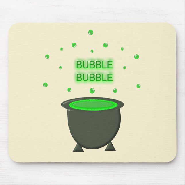 Cauldron and Bubbling Green Brew Halloween Mouse Mat (Front)