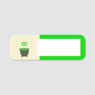 Cauldron and Bubbling Green Brew Halloween Name Tag