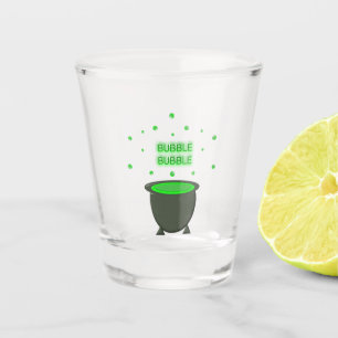 Cauldron and Bubbling Green Brew Halloween Shot Glass