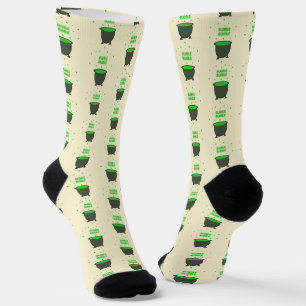 Cauldron and Bubbling Green Brew Halloween Socks