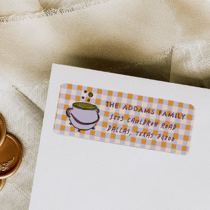 Cauldron Chequered Halloween Return Address