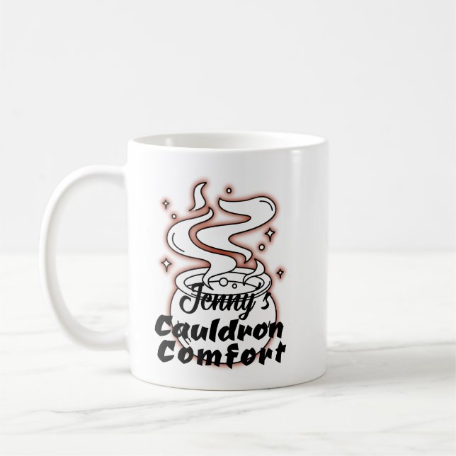 Cauldron Comfort Funny Halloween Coffee Mug (Left)