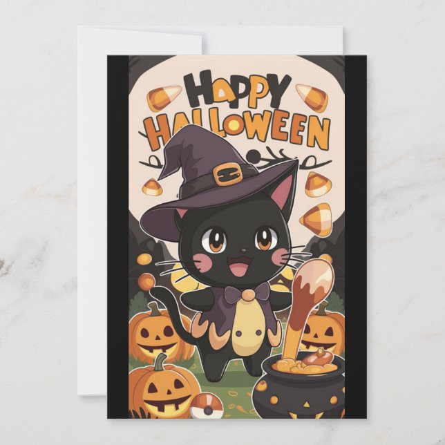 Cauldron Editable Happy Halloween Holiday Card (Front)