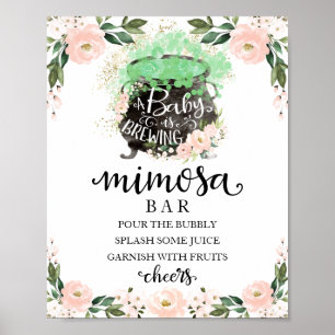 Cauldron Halloween Baby Shower Mimosa Bar Sign