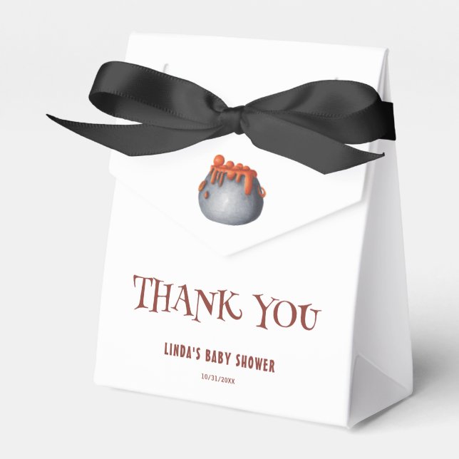 Cauldron Halloween Baby Shower Thank You Favour Box (Front Side)