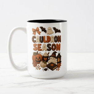 Cauldron Season Cute Halloween Ghost Two-Tone Coffee Mug