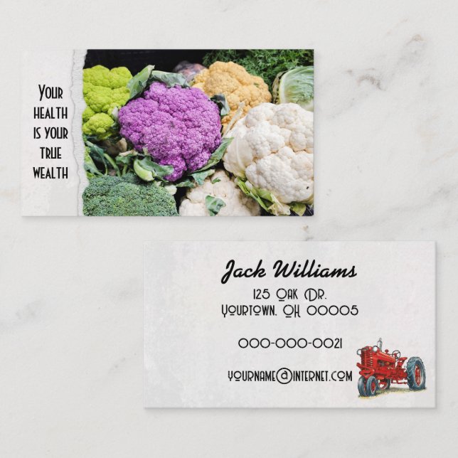 Cauliflower and Broccoli Produce Business Card (Front/Back)