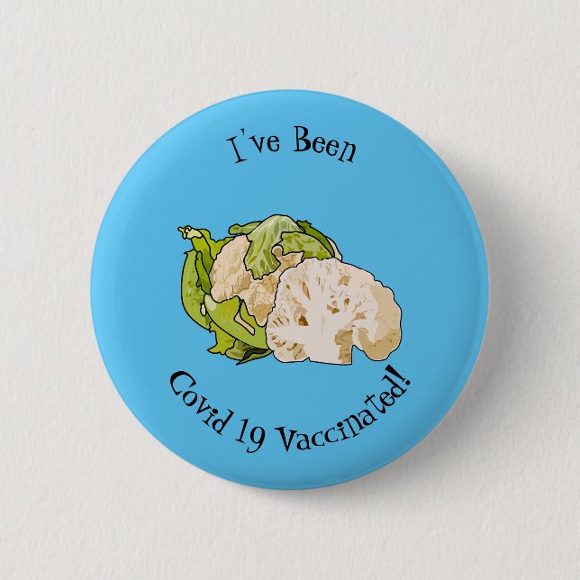 Cauliflower cartoon illustration 6 cm round badge (Front)