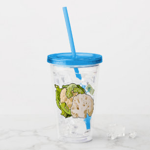 Cauliflower cartoon illustration acrylic tumbler