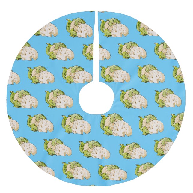 Cauliflower cartoon illustration brushed polyester tree skirt (Front)