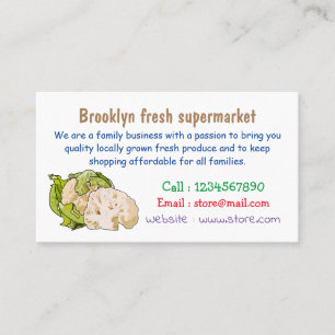 Cauliflower cartoon illustration business card
