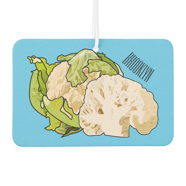 Cauliflower cartoon illustration car air freshener (Front)