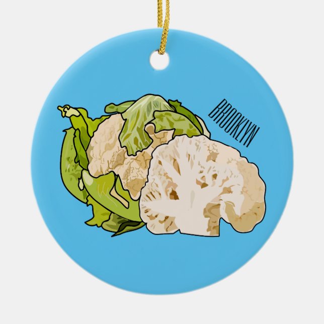 Cauliflower cartoon illustration ceramic tree decoration (Front)