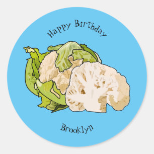 Cauliflower cartoon illustration classic round sticker