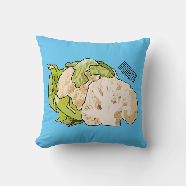 Cauliflower cartoon illustration cushion (Front)