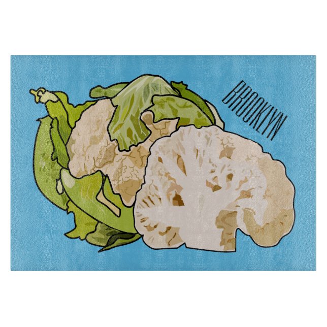 Cauliflower cartoon illustration cutting board (Front)