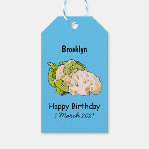 Cauliflower cartoon illustration gift tags